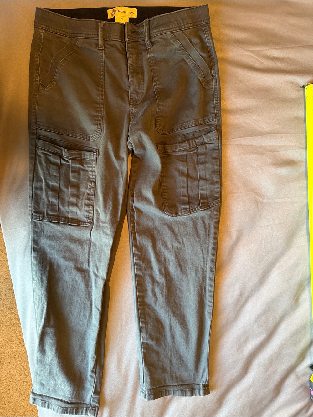 Democracy Olive Green Cropped Cargo Ankle Pants